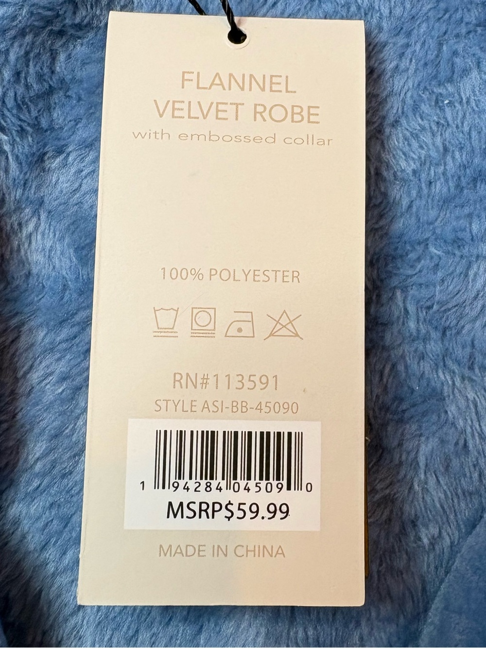 Lauren Rae Plush Blue Velvet Robe NWT One Size - Picture 6 of 8